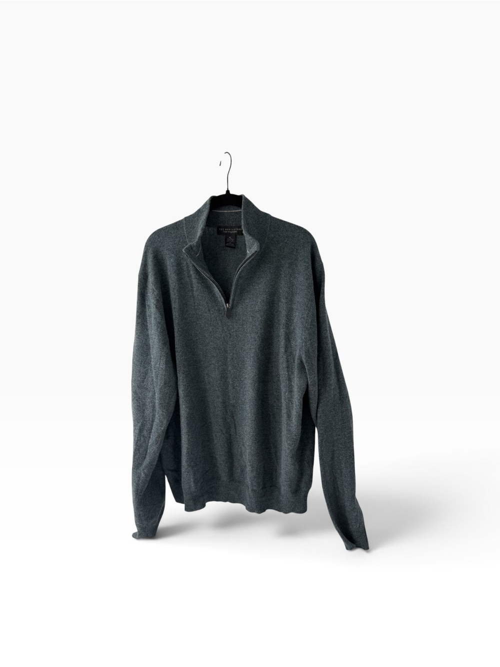 Bloomingdale's 100% Cashmere Men's Quarter-Zip Gray Sweater Quiet Luxury Sz XL